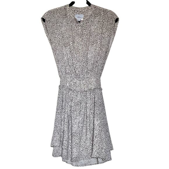 Rails Angelina Smocked Waist Tiered Mini Dress Sand Cheetah Linen Blend Size XS - Picture 8 of 9